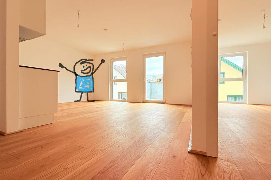 Balkonwohnung mit höchstem Wohnkomfort und modernster Küche auf 1,5 Zimmer, Stellplatz sogar erwünscht!!, Wohnung-miete, 899,35,€, 1220 Wien 22., Donaustadt