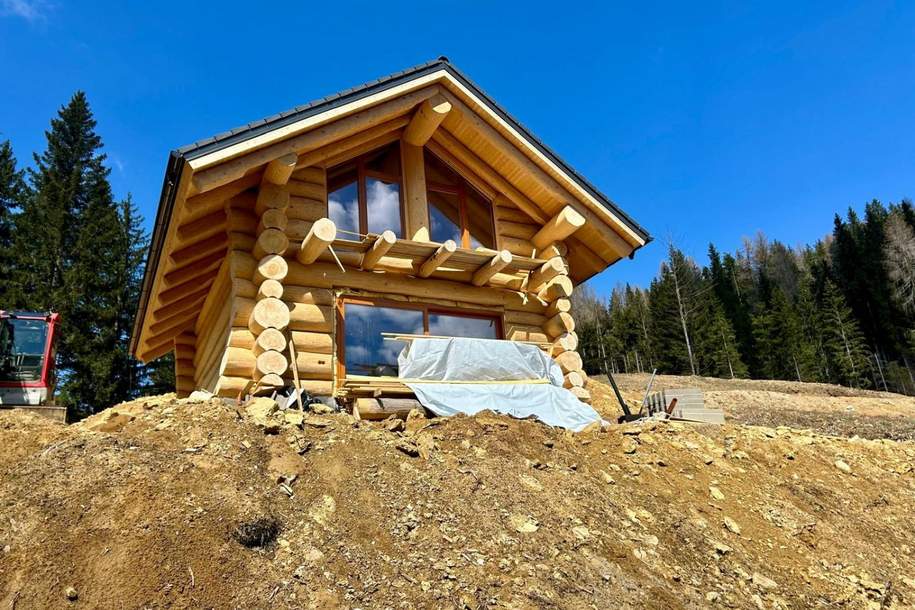 Neubau-Erstbezug: Rundstammchalet in Naturlage auf 1.200 m Höhe in den Karawanken - Freizeitwohnsitz, Haus-kauf, 342.000,€, 9143 Völkermarkt