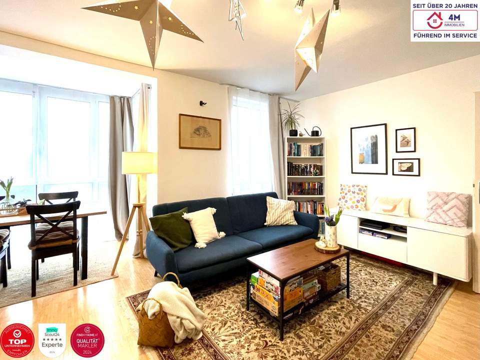 ATTRAKTIVE 2-ZIMMER-WOHNUNG MIT VERGLASTEM ERKER IN DORNBACH – CA. 52 M2
