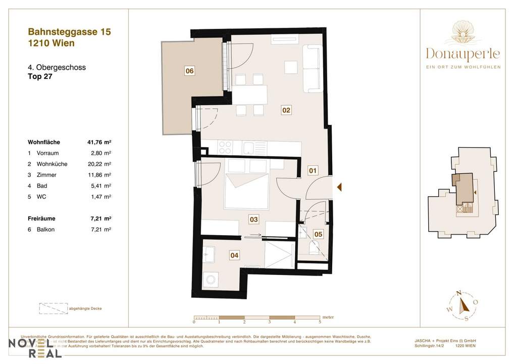 NEU | Exklusive Aktion – Küche inklusive | Jetzt sichern! "DONAU PERLE" Mein Taum: 2-Zimmer-Erstbezug Wohnung mit Balkon in Top Lage!