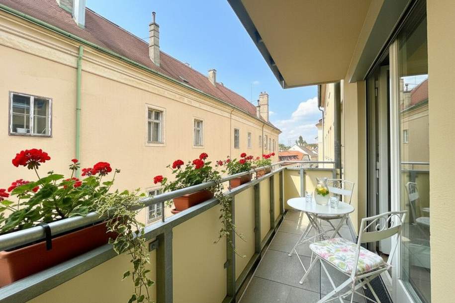 IM HERZEN NUSSDORFS I Urban trifft Weinberge – Modernes Single-Apartment mit Balkon und Heurigen um die Ecke, Wohnung-miete, 780,00,€, 1190 Wien 19., Döbling