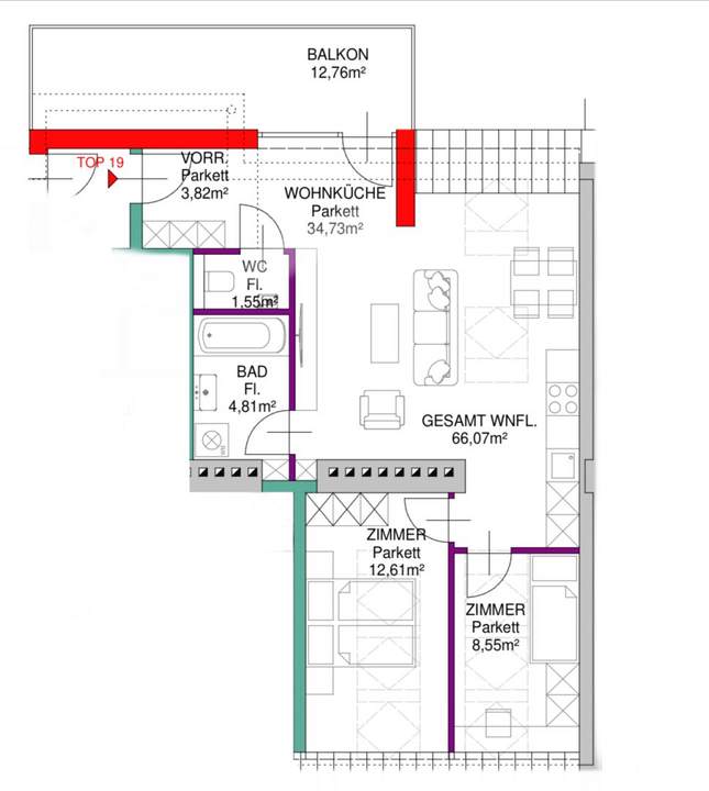 Großzügige 3-Zimmer-Dachgeschosswohnung mit großem Balkon