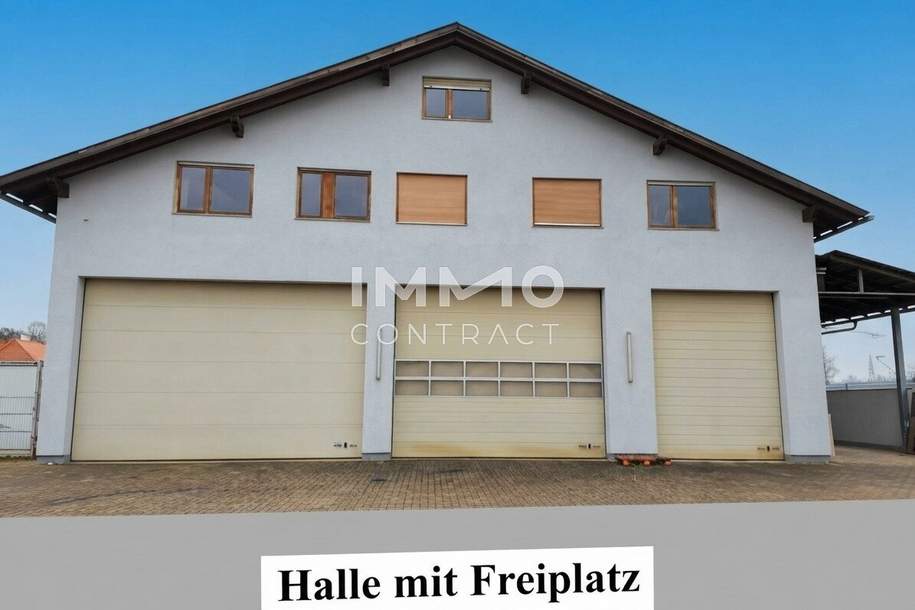 LEIBNITZ: 3 HALLEN + 8 WOHNUNGEN + GROSSE FREIFLÄCHE NAHE AUTOBAHN AUF-u. ABFAHRT, Gewerbeobjekt-kauf, 1.195.000,€, 8430 Leibnitz