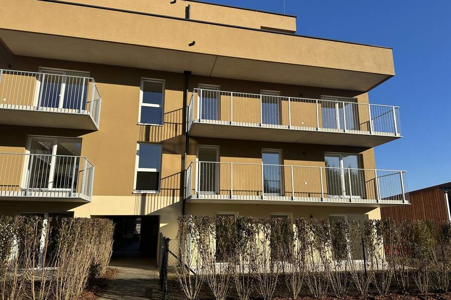 Erleben Sie Wohnkomfort pur! Lichtdurchflutete 2-Zimmer-Neubauwohnung mit Südwestausrichtung, großzügigem Balkon, exklusiver Tischlerküche und Tiefgaragenplatz., Wohnung-miete, 880,00,€, 8401 Graz-Umgebung