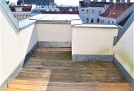 FERNBLICK, DACHGESCHOSS, 59 m2 Maisonette mit 13 m2 Terrasse, 2 Zimmer, Komplettküche, Duschbad, Parketten, Speckbachergasse