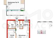 54,19qm 2ZI - Dachgeschoss 21,68qm Terrasse, 29qm Gründach u.14,07qm Balkon