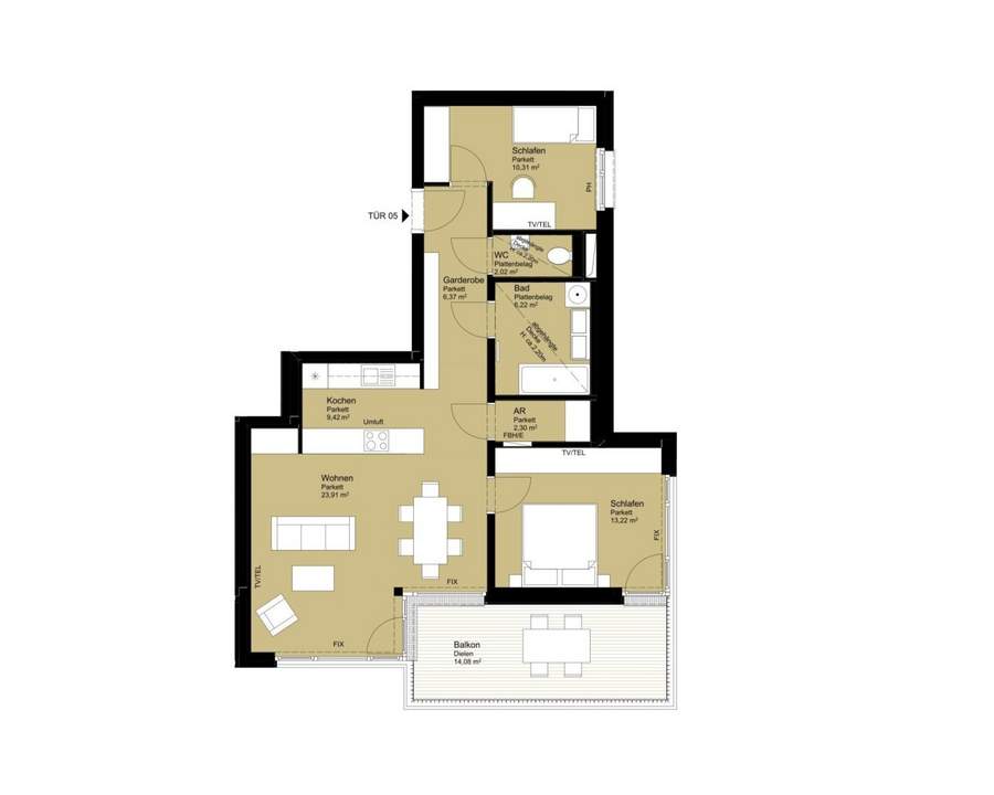 Grünruhelage! Teilmöblierte 3-Zimmer-Balkonwohnung mit KFZ-Stellplatz im 14. Bezirk zu vermieten!
