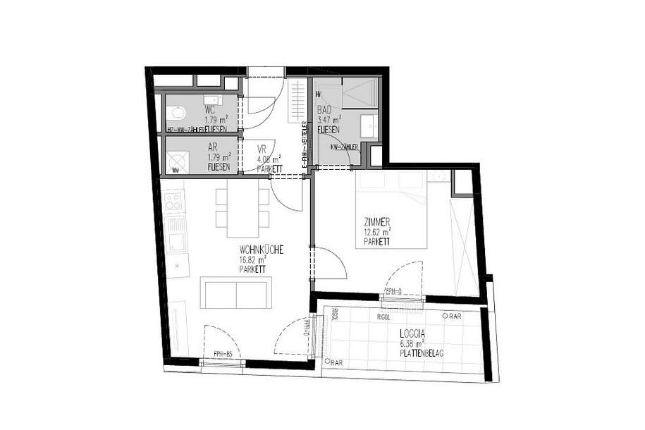 Erstbezug ab Dezember! Hochwertige 2-Zimmer-Wohnung mit Loggia zu vermieten!, Wohnung-miete, 990,00,€, 1130 Wien 13., Hietzing