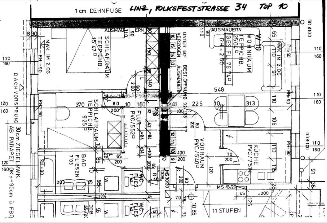 **Ab sofort** Sonnige 3-Zimmer Wohnung mit Dachterrasse in der Volksfeststrasse 34 - Top 10