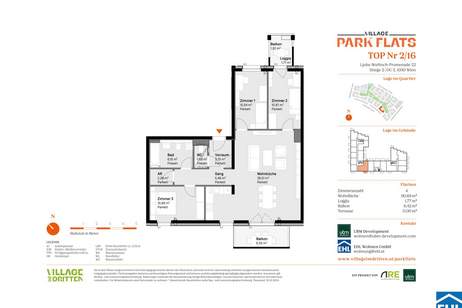 Parknähe und Urbanität – Ihr Anlageobjekt bei den PARK FLATS, Wohnung-kauf, 180.000,€, 1030 Wien 3., Landstraße