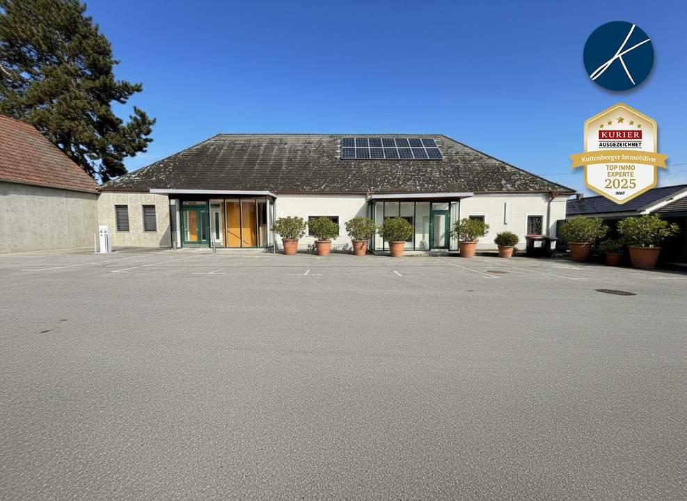 Vielseitiges Gewerbeobjekt mit 320m² Büros, 400m² Hallen/Garagen & 750m² Lagerplatz