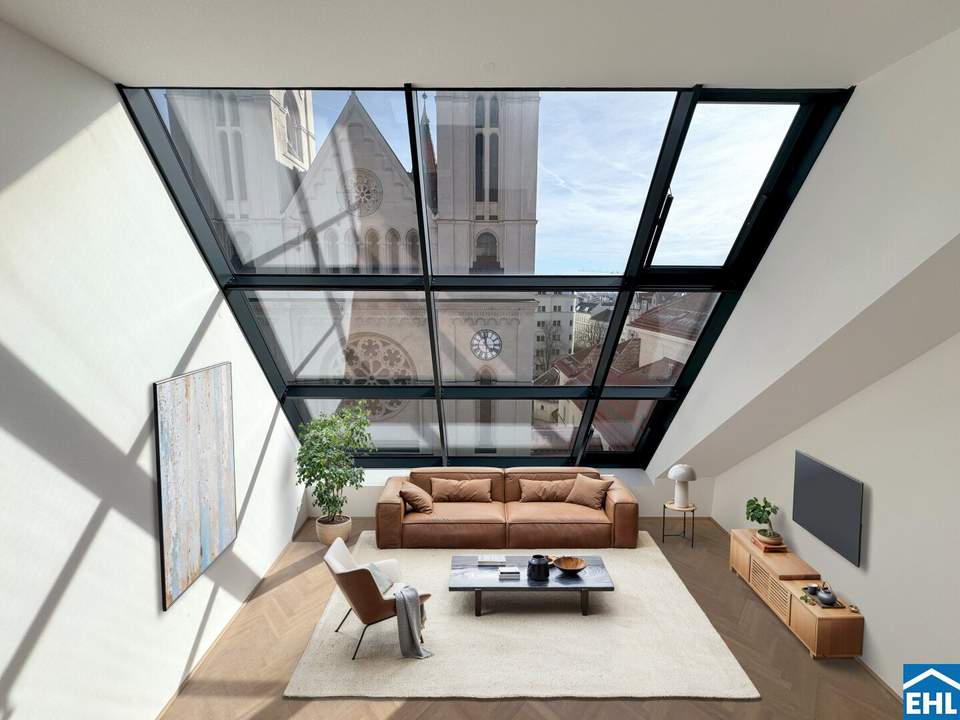 Spektakuläre Dachgeschoßmaisonette mit Terrassentraum und Blick auf die Canisiuskirche