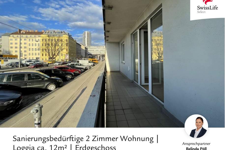 Sanierungsbedürftige 2 Zimmer Wohnung | Loggia ca. 12m² | Erdgeschoss, Wohnung-kauf, 215.000,€, 1200 Wien 20., Brigittenau