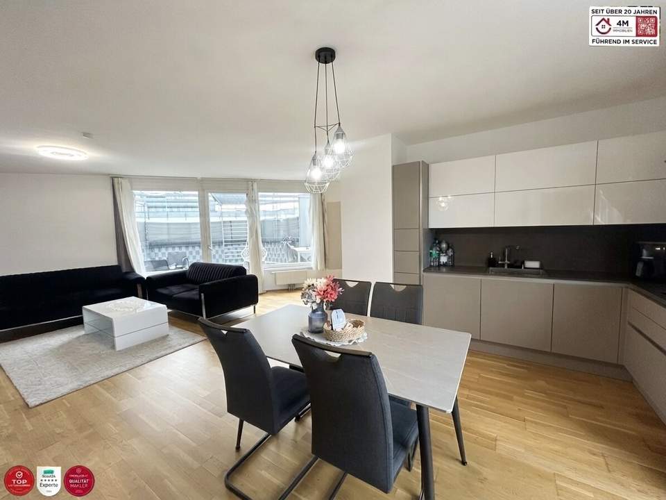 High-End Penthouse mit Skyline Ausblick - Exklusive Dachgeschosswohnung mit 3 Terrassen, Tiefgaragenplatz und Kinderspielplatz