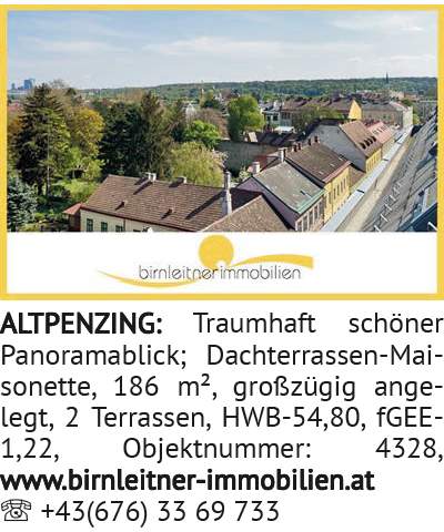 Traumhaft schöner Panoramablick; Dachterrassen-Maisonette, 186 m², großzügig angelegt, 2 Terras