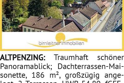 Traumhaft schöner Panoramablick; Dachterrassen-Maisonette, 186 m², großzügig angelegt, 2 Terras, Wohnung-kauf, 1140 Wien 14., Penzing