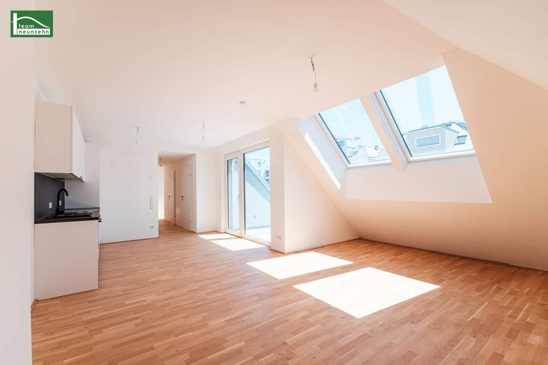 Moderne 2-Zimmer-DG-Wohnung mit Terrasse in 1220 Wien – Erstbezug auf Eigengrund - JETZT ANFRAGEN