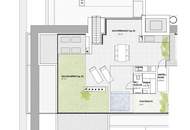 PENTHOUSE ohne SCHRÄGEN mit Vollverglasung und Wellnessterrasse inkl. Sauna und Blick über Wien - außergewöhnliche RARITÄT mit 2x Tiefgaragenplätzen im Haus / Kaufpreis inkl. LUXUS-Möblierung