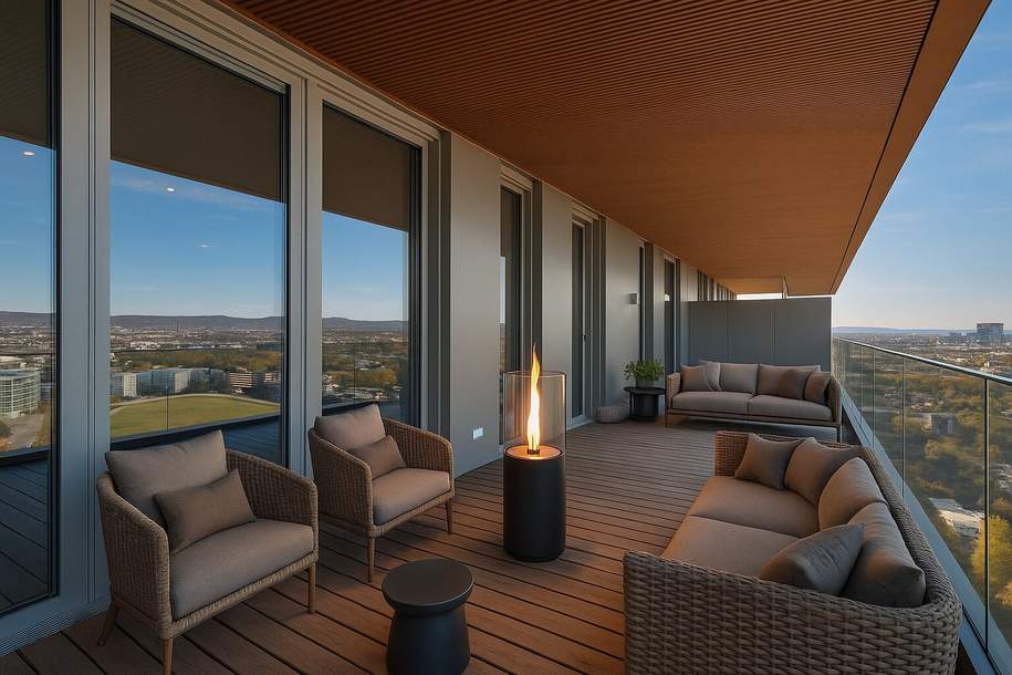 SENSATIONELLER BLICK über den GRÜNEN PRATER vom 26. Stock (oberste Wohnetage)! Roof-Top-Pool + Fitness + Concierge-Service + Garage, Wohnung-kauf, 1.790.000,€, 1020 Wien 2., Leopoldstadt