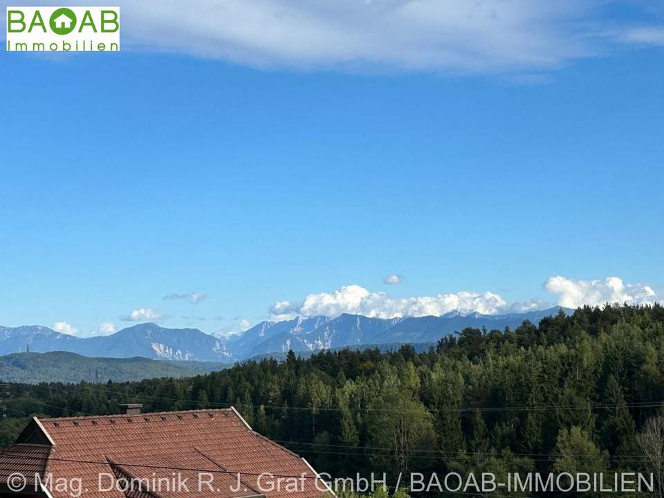 Südhang-Grundstück mit unverbaubarem Fernblick auf die Kärntner Bergwelt
