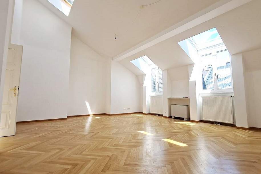 GONZAGAGASSE, BÖRSE-NÄHE, klimatisiertes 122 m2 Dachgeschoss mit 8 m2 Terrasse, 3 Zimmer, Komplettküche, 2 Bäder, Parketten, Wohnung-miete, 3.355,43,€, 1010 Wien 1., Innere Stadt