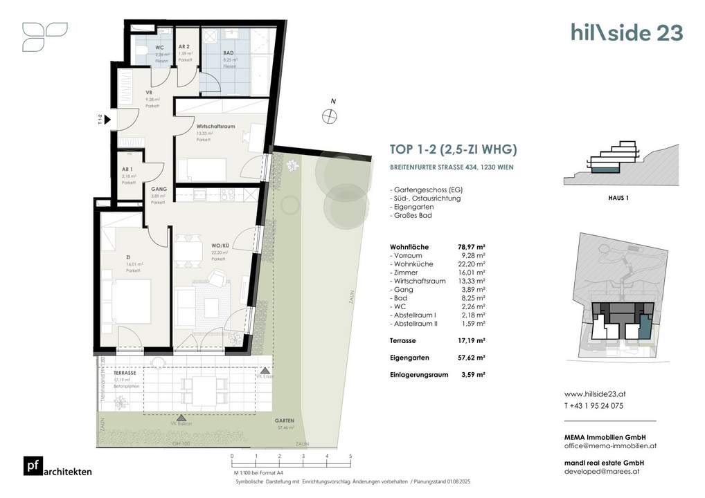 Geräumige Gartenwohnung mit 2,5 Zimmer zu verkaufen!