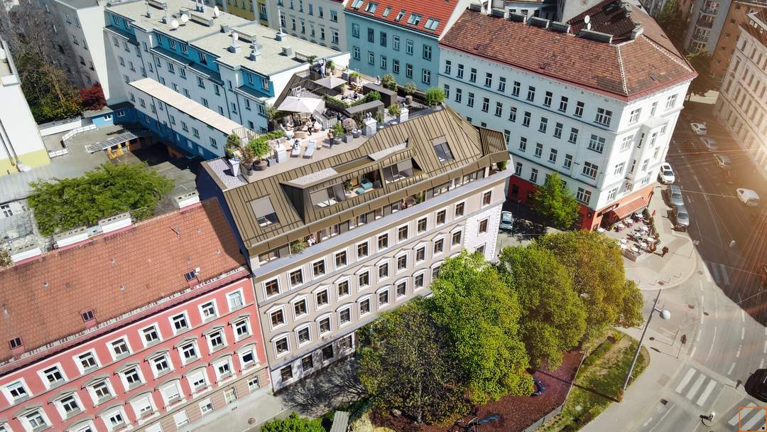 Zimmermannplatz 6 : großzügiges Penthouse auf einer Ebene mit Terrassen und Dachterrasse