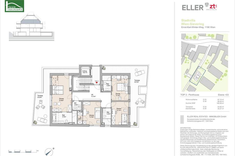 Neubau-Stadtvilla mit 3 Luxus-Wohnungen! Garagenplätze. - WOHNTRAUM, Wohnung-kauf, 6.594.001,€, 1190 Wien 19., Döbling