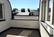BÖRSE-NÄHE, klimatisiertes 98 m2 Dachgeschoss mit 9 m2 Terrasse, 3 Zimmer, Extraküche, 2 Bäder, Gonzagagasse