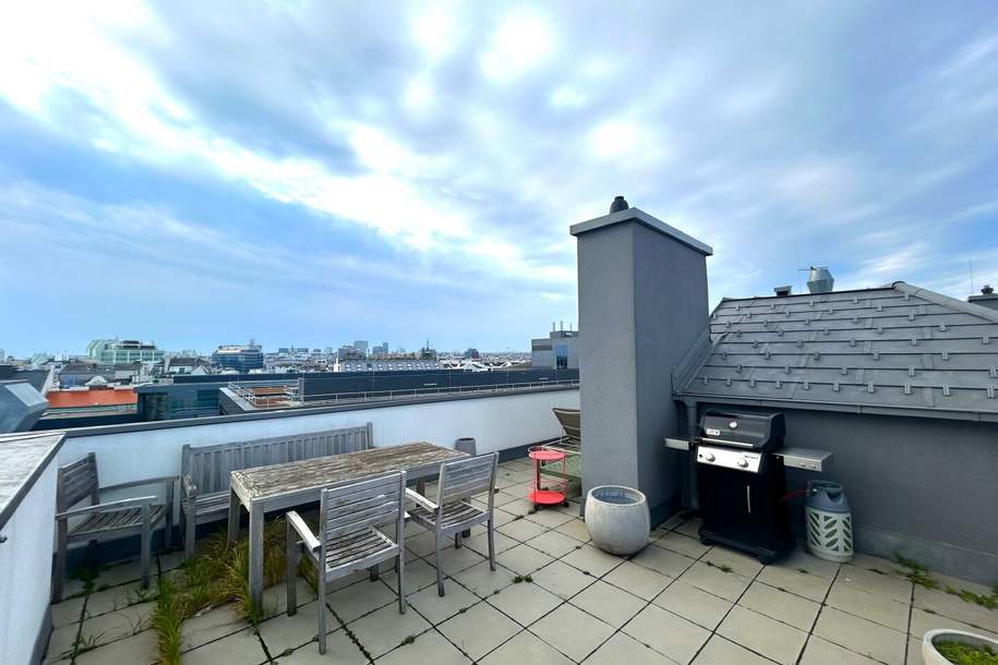 Am Getreidemarkt I Dachterrasse mit Traumblick I Lift I 2 Badezimmer I Klimaanlage I U2 Museumsquartier und Ring, Wohnung-miete, 3.932,22,€, 1060 Wien 6., Mariahilf