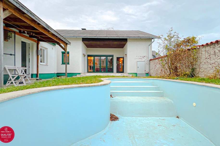 Ausbaufähiges Einfamilienhaus mit Pool + saniertes Nebengebäude mit zwei separaten Wohneinheiten, Haus-kauf, 517.000,€, 2322 Bruck an der Leitha