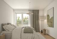 Neubau - Erstbezug, XL-Balkon (18 m²) mit Zugang vom Wohn- u. Schlafzimmer, hochwertige Ausstattung inkl. Deckentemperierung, Fußbodenheizung