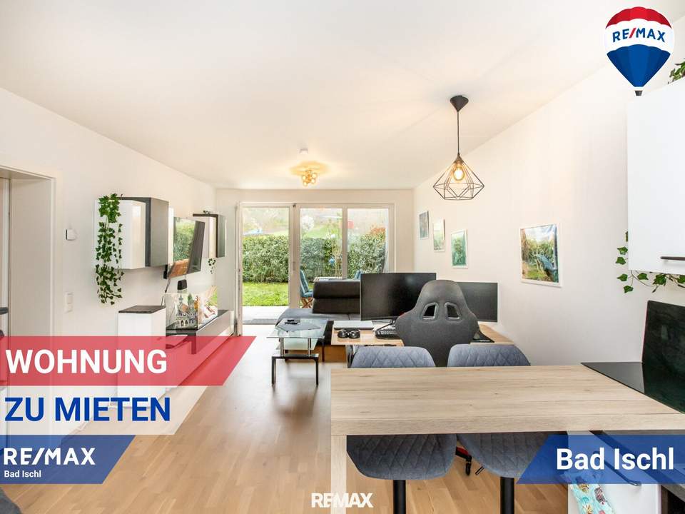 ZU MIETEN! Neuwertige Erdgeschosswohnung mit Terrasse, Garten, Tiefgarage und großem Kellerabteil in Bad Ischl