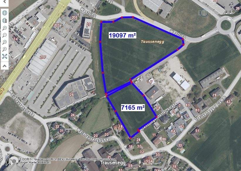 2 Grundstücke Gewerbebauerwartungsland MB und B am Westring Wels