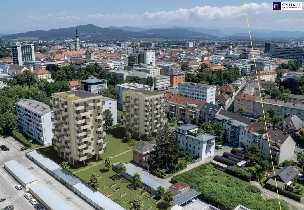 Über den Dächern von Klagenfurt, in der beliebten Viktringer Vorstadt mit Nähe zum Wörthersee – 1-Zimmer-Neubau mit 7 m² Balkon