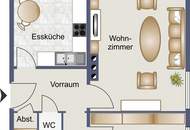 Ruhig gelegene Neubauwohnung mit großer Loggia - 60m² Wfl. plus 7,60m² Loggia - 2 Zi., Küche, Bad, WC, Garagenplatz!