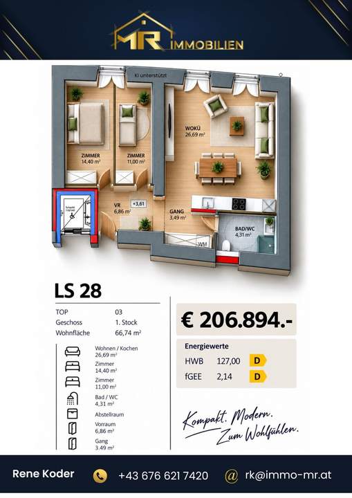 Geräumige 3-Zimmer Wohnung in der traumhaften Braunau Altstadt