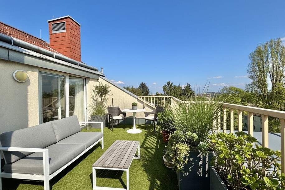 Südwest-Dachterrasse und Frühstücksbalkon | Ruhelage am Wilheminenberg | Tiefgaragenstellplatz, Wohnung-miete, 1.648,00,€, 1160 Wien 16., Ottakring