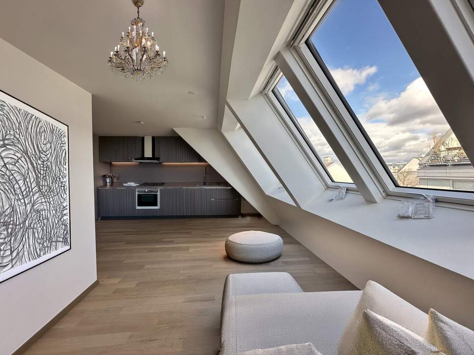 Modernes Neubau-Penthouse am Kutschkermarkt – Erdwärme, Fußbodenheizung &amp; großzügige Dachterrasse! Garagenstellplatz