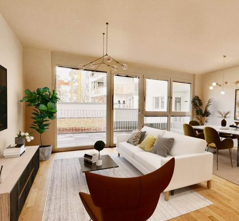 Erstbezug! Sehr schön aufgeteilte 3-Zimmer Wohnung mit 24 m2 Terrasse (Nähe Floridsdorfer Bahnhof)