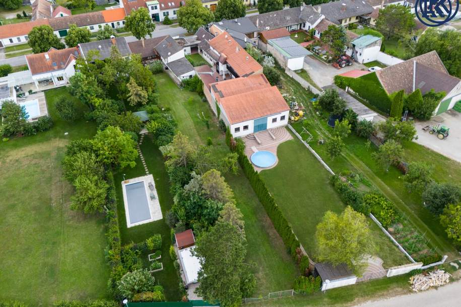 Charmantes Bauernhaus mit großem Grundstück, langgezogenem Hof, 2 Wohnungen und einem Swimmingpool, Haus-kauf, 560.000,€, 2301 Gänserndorf