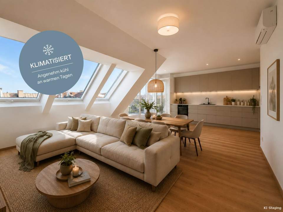 Klimatisierte Dachgeschosswohnung | helle Wohlfühl-Oase mit 3 Zimmer | TOP ANBINDUNG