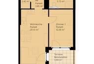 2-Zimmer-Neubauwohnung inkl. Komplettküche, Terrassen-Außenfläche und Kellerabteil / K2-42
