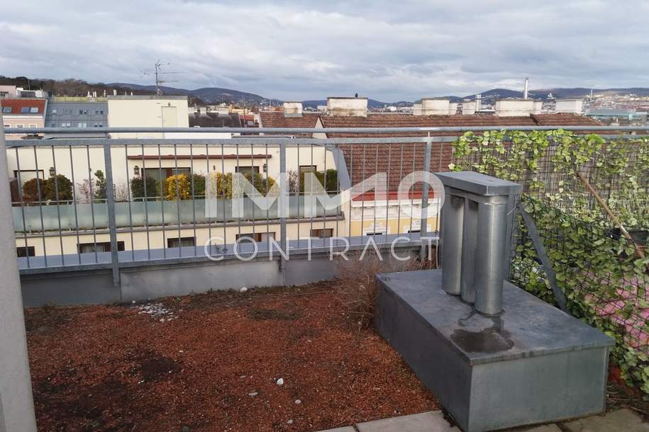 Aussichtsplattform mit Blick über Wien: Dachterrassen-Maisonette: Singrienergasse 13 - Top 13, Wohnung-miete, 1.248,98,€, 1120 Wien 12., Meidling