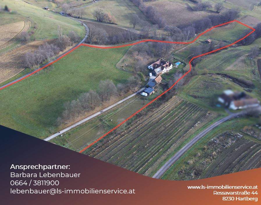 Herrlicher Vierkanthof mit 4 , 1 ha Scheibengrund im steirischen Thermenland