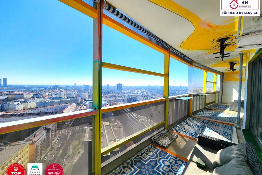 GIGANTISCHER AUSBLICK!! Wohnen im 22. Stock!!! 2-Zimmer-Wohnung mit großer Loggia, Wohnung-kauf, 330.000,€, 1200 Wien 20., Brigittenau