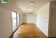 Wohnen im Grünen! Klimatisierte Wohnung mit Weitblick und großer Terrasse in Essling! Lobau und Kirschenallee ums Eck!