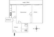 3.OG: Sanierungsbedürftige 2-Zimmer Wohnung mit großer Loggia in U-6 Nähe!!