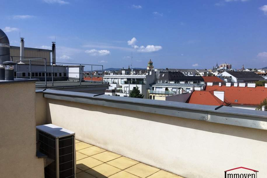 Lichtdurchflutete Dachgeschosswohnung mit mehreren Freiflächen!, Wohnung-miete, 2.848,90,€, 1060 Wien 6., Mariahilf