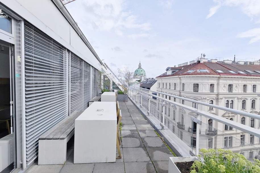 Klimatisierte Dachgeschoss-Bürofläche nahe dem Karlsplatz, Gewerbeobjekt-miete, 4.584,54,€, 1040 Wien 4., Wieden